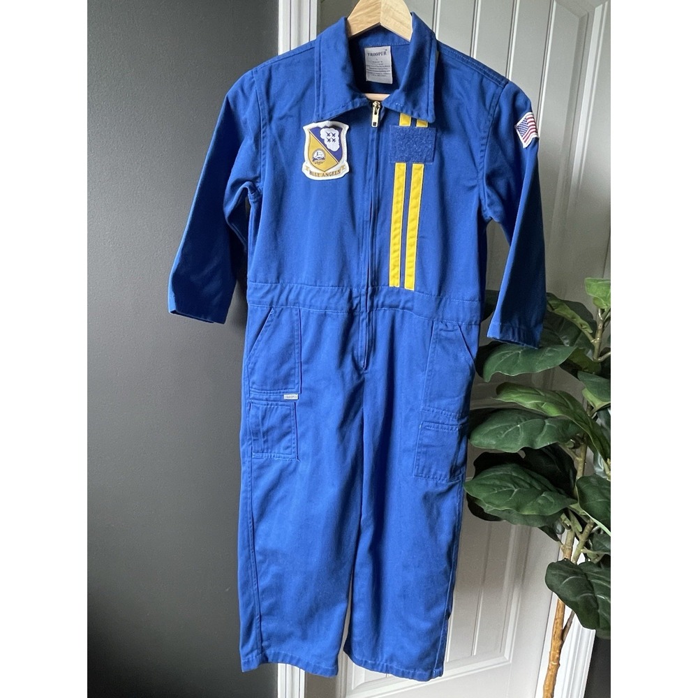 Trooper Kids US Blue Angels Flight Suit Costume Pilot Jumpsuit L (fits 8 or 10Y)